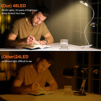 LED Reading Lights 360°Flexible Gooseneck Dimmable Table Lamp Clip On Indoor Bedroom Eye Protection Desk Light Book Clamp Lamp - Buy online at  Vibe In Cart.