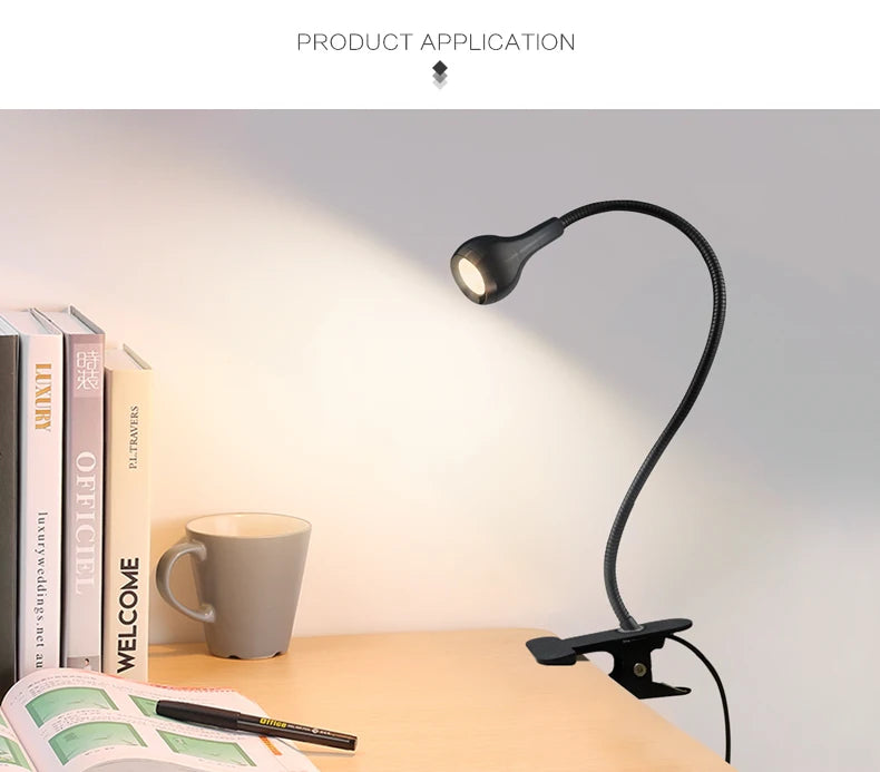 Flexible Table Lamp USB Power Lamp Reading Book Light With Holder Clip Study Reading Lamps Bedside Table Bedroom Decor Nightlamp - Buy online at  Vibe In Cart.