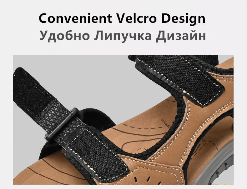 New Summer Genuine Leather Men Sandals Fashion Design Breathable Casual Shoes Men Soft Bottom Outdoor Beach Sandals Big Size 46 - Buy online at  Vibe In Cart.
