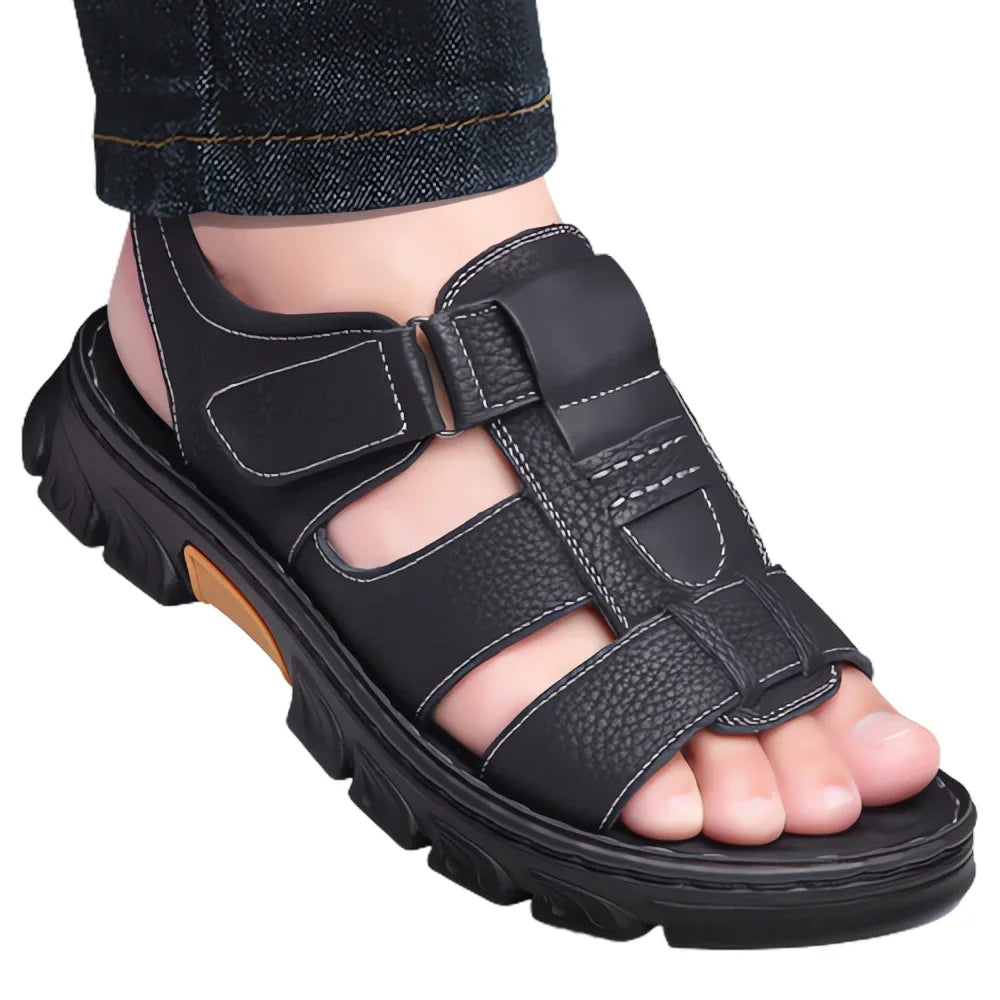Sandals Men's New Beach Shoes Cowhide Slippers Outdoor  Non-slip Thick-soled Leather Sandals for Men - Buy online at  Vibe In Cart.