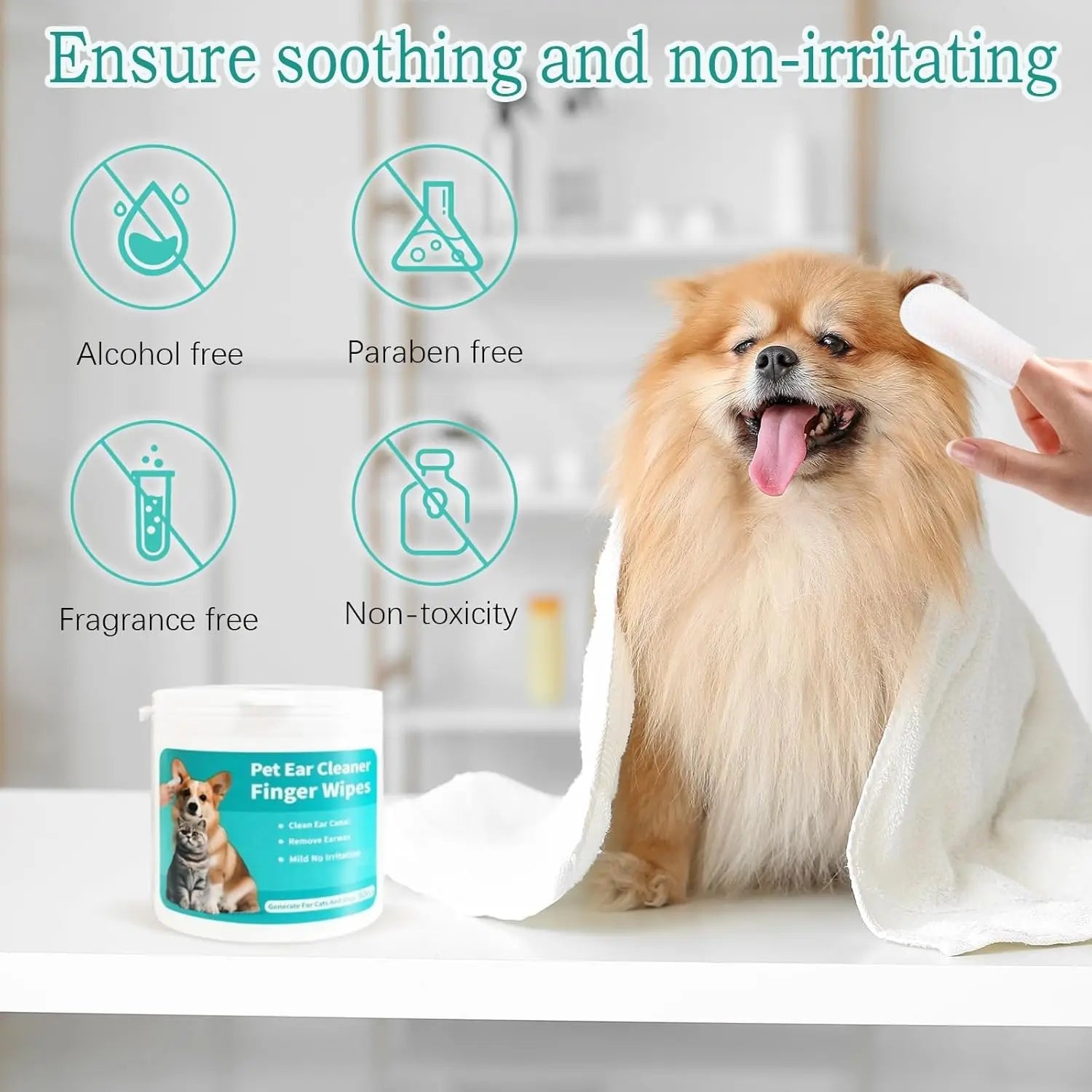Pet Ear Wipes, Ear Cleaner Finger Wipes for Cats and Dogs, Soft & Easy Otic Cleaning Pads, Pet Supplies for Regular Soothing Odo - Buy online at  Vibe In Cart.