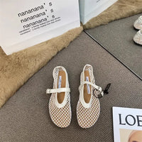 2025 New Hollow Mesh Women's Flat Ballet Shoes - Casual Fashion Versatile Breathable Fishnet Sandals - Buy online at  Vibe In Cart.