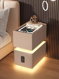 Creative 25cm Smart Bedside Table with Sensor Light Nordic Style Storage Cabinet Bedroom Nightstand with Wireless Charging - Buy online at  Vibe In Cart.
