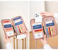 Multifunctional Travel Passport Wallet with RFID Protection in Microfiber Leather