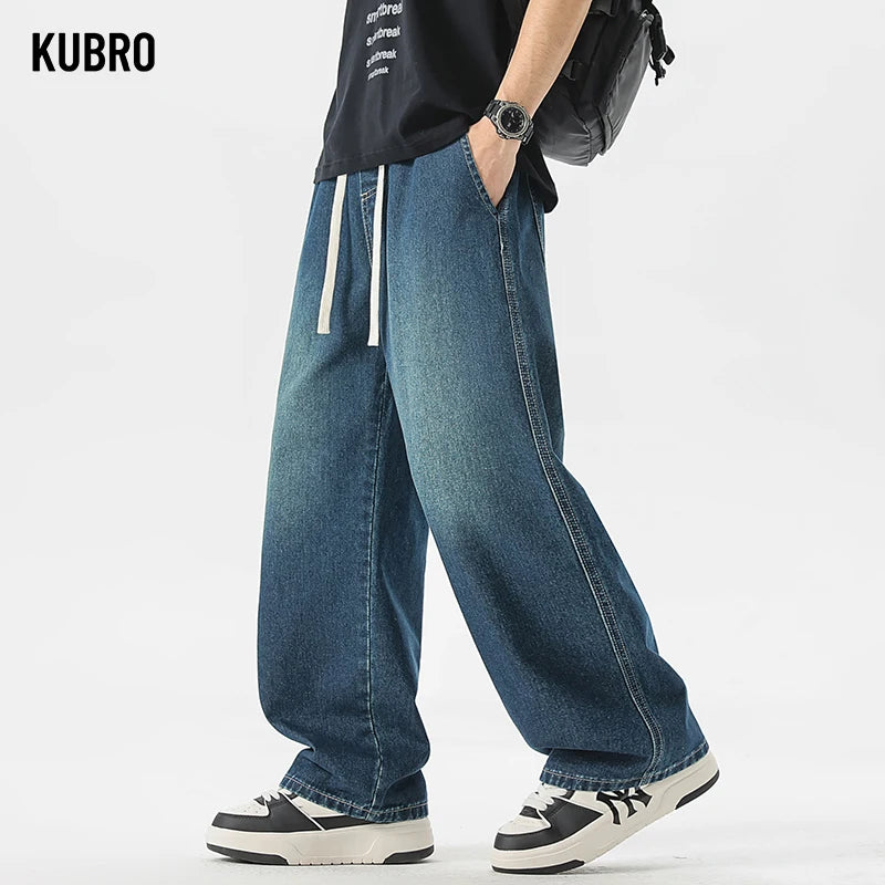 Men's Jeans American Loose Wide-leg Loose Straight Casual Trousers Street Hip-hop Baggy Jeans Black Grey  Blue Streetwear Men - Buy online at  Vibe In Cart.