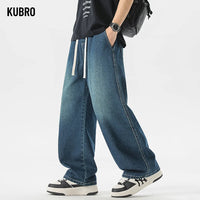 Men's Jeans American Loose Wide-leg Loose Straight Casual Trousers Street Hip-hop Baggy Jeans Black Grey  Blue Streetwear Men - Buy online at  Vibe In Cart.