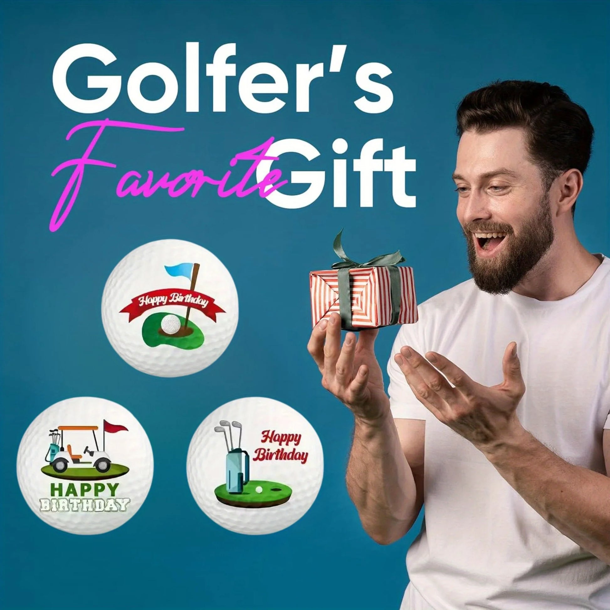 Three Piece Set of Golf Balls Featuring an Eye Design Pattern