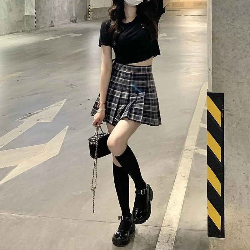 Plaid Half Length Skirt Women's A-line Short Skirt High Waist Girl Skirt Ropa Mujer Mini Skirts Clothes for Women