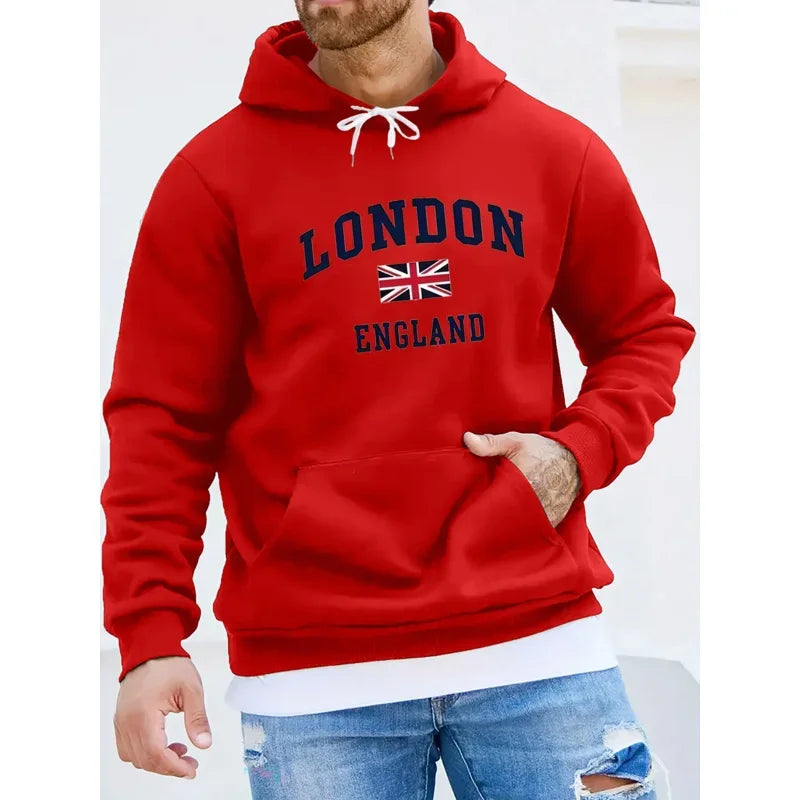 Men's autumn and winter casual and fashionable loose hooded sweatshirt, printed long-sleeved warm pullover - Buy online at  Vibe In Cart.