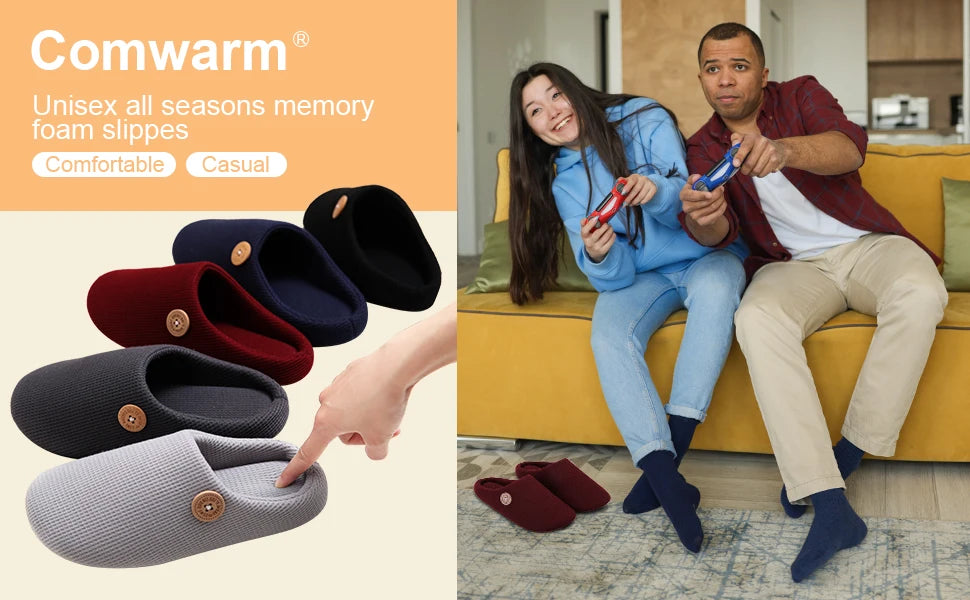 Smile Pop Men Flat Slippers Indoor Cozy Home Men Slippers Winter Casual Slippers Soft Antiskid Slippers Outdoor Fashion Shoes - Buy online at  Vibe In Cart.