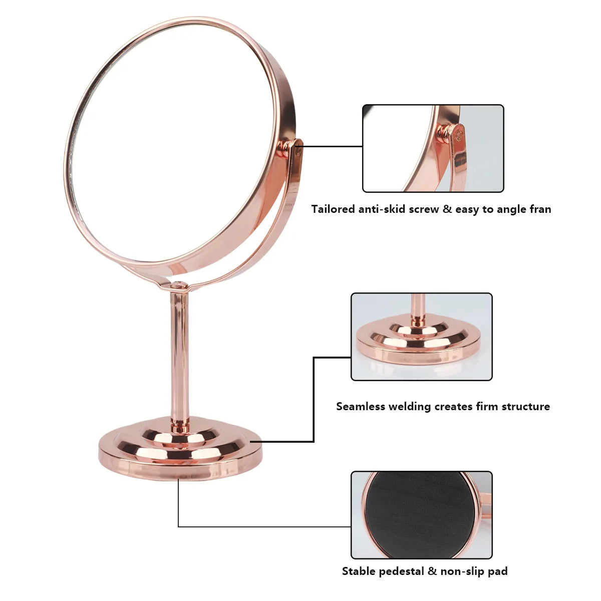 3/4/5in Double-Side Makeup Mirror With 2X Magnification Clear Reflection And Easy To Carry Desktop Vanity Mirror With Stand - Buy online at  Vibe In Cart.