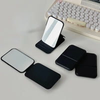 Desktop Makeup Mirror Solid Color PU Leather Simple Portable Handheld Makeup Mirror Foldable Student Compact Cute Pocket Mirror - Buy online at  Vibe In Cart.