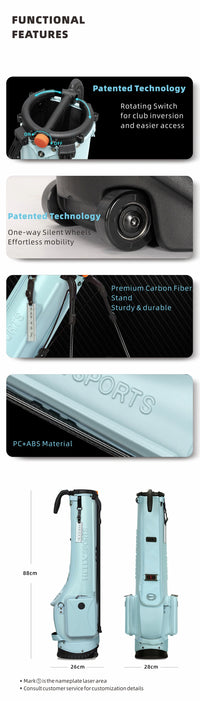 HELIX Golf Stand Bag - Portable Golf Bag with Silent-Rolling Wheels, Inverted Club Design for Easy Access, Protects Clubs - Buy online at  Vibe In Cart.