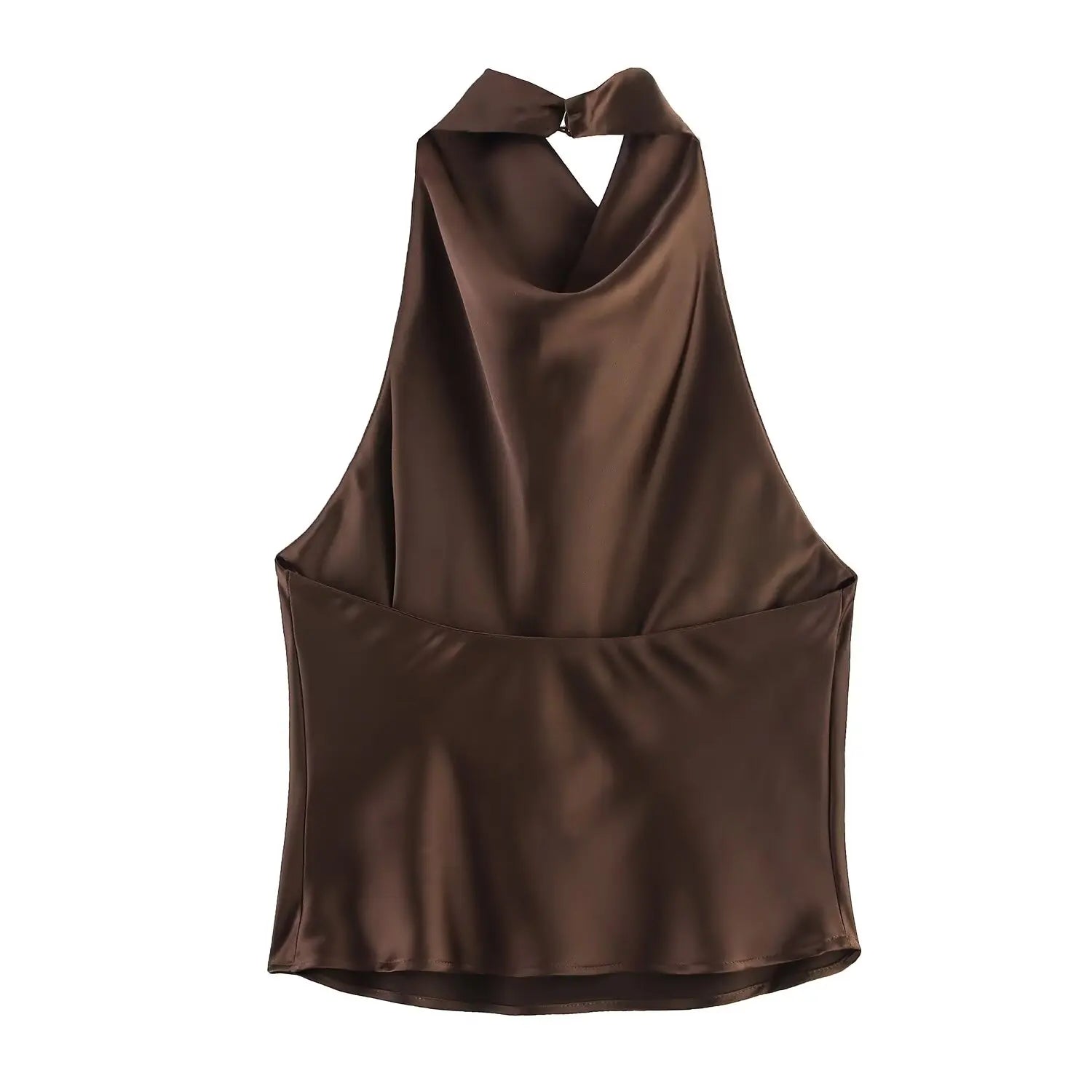 Women's Short Sleeveless Backless Tops with Buttons, Polyester