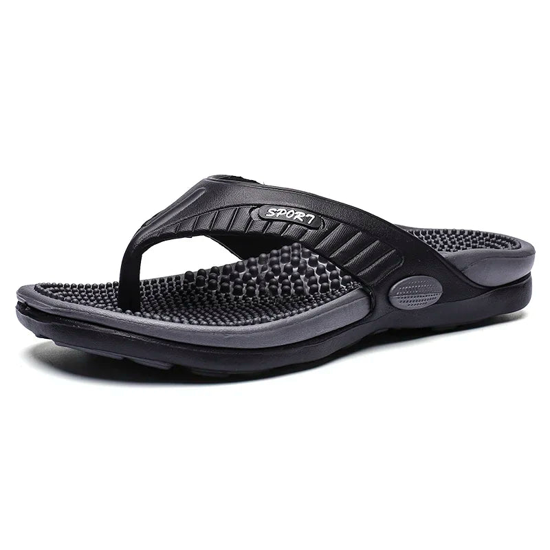 Men's Outdoor Massage Slippers with EVA Insole and Low Heel