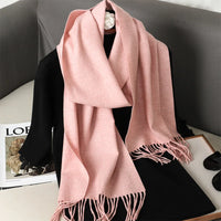 Women's Thick Warm Winter Polyester Scarf with Tassels