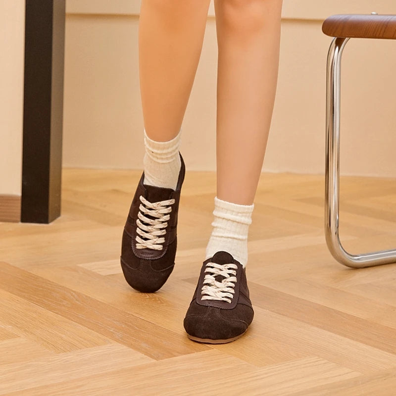 German Training Shoes Women 2025 New Genuine Leather Women Sneakers Flat Lace-up Retro Large Size Forrest Gump Shoes Women - Buy online at  Vibe In Cart.