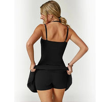 Womens Spaghetti Strap Tennis Dress with Built-in Shorts and Bra Golf Athletic Dress with Pockets