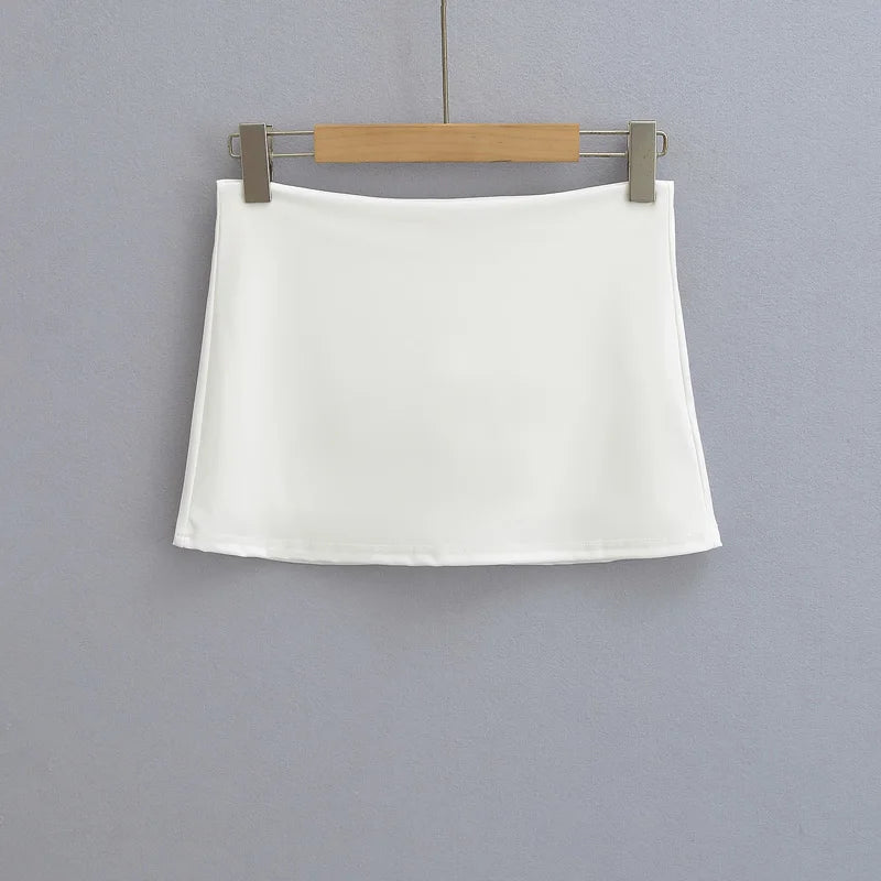 Women Low Rise Mini Skirt With Take The Short Cut Detail Slim Fit Mini Skort