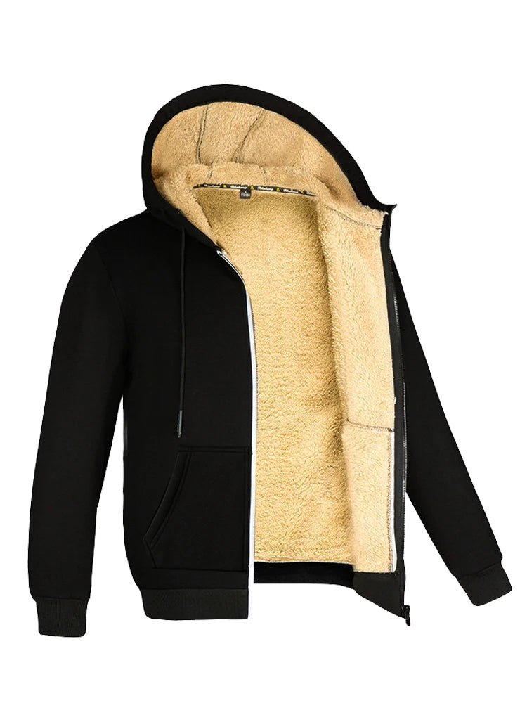 Winter Lambswool Coats Thicken Warm Jackets Long Sleeve Zipper Hoodies Casual Sports Fleece Black Coat Hooded Men Women Jacket - Buy online at  Vibe In Cart.