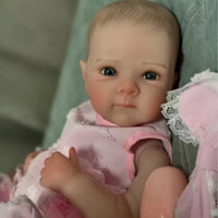 Full Body Vinyl Girl Rebirth Doll with Visible Blood Vessels and Pink Dress