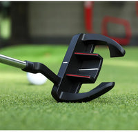 Men's Right-Handed Golf Putter with Aiming Line in Black and Red