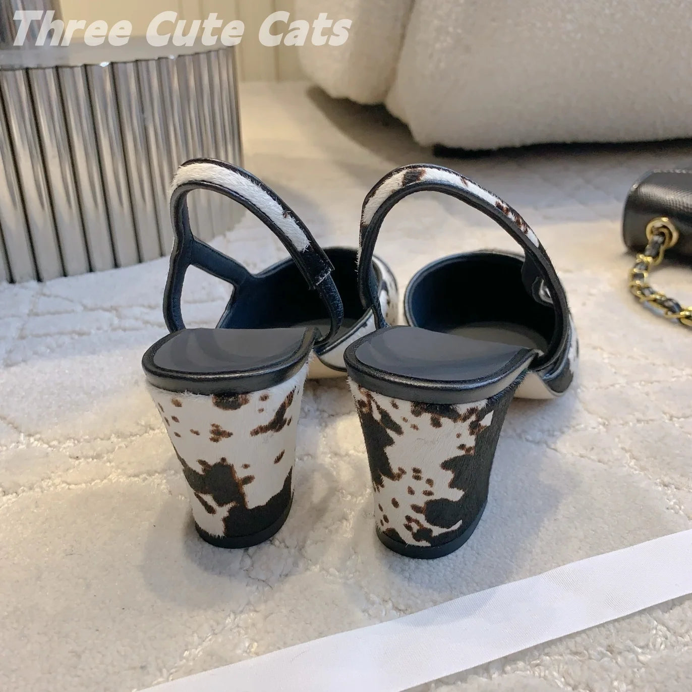 Novelty Horsehair Animal Parints Shallow Sling Back Zapatos Mujer Leopord Almond Shaped Toes Chunky Heels Woman Sandals 34-42 - Buy online at  Vibe In Cart.