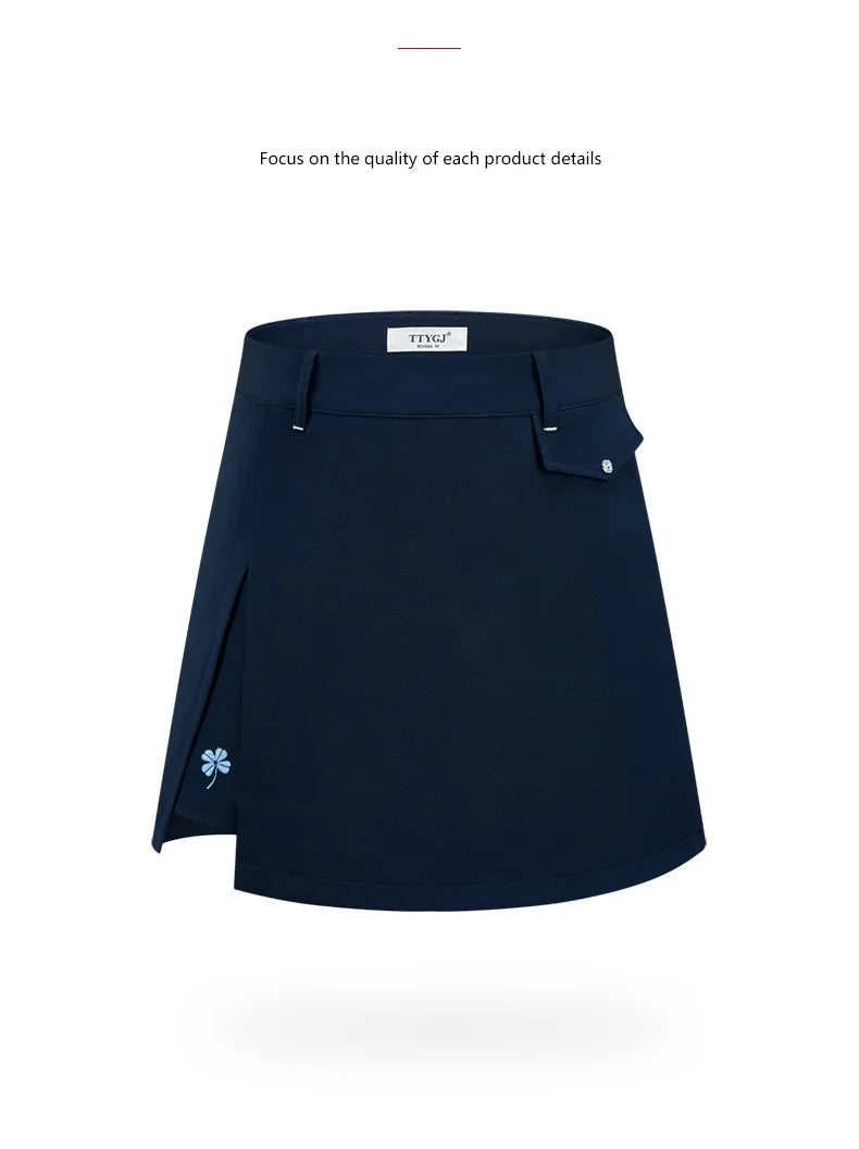 Ttygj New Women's Golf Skirt Summer Sports Pleated Skirt A-lined Split Women's Golf Sportswear Tennis Skorts with Inner Shorts