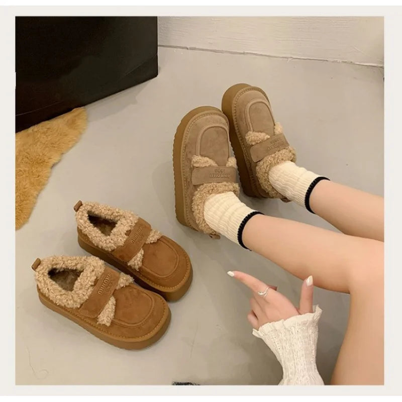 2025 New Winter Women's Platform Snow Boots, Warm Fleece Lined Ankle Boots with Magic Strap, Soft Sole Indoor Outdoor Shoes - Buy online at  Vibe In Cart.