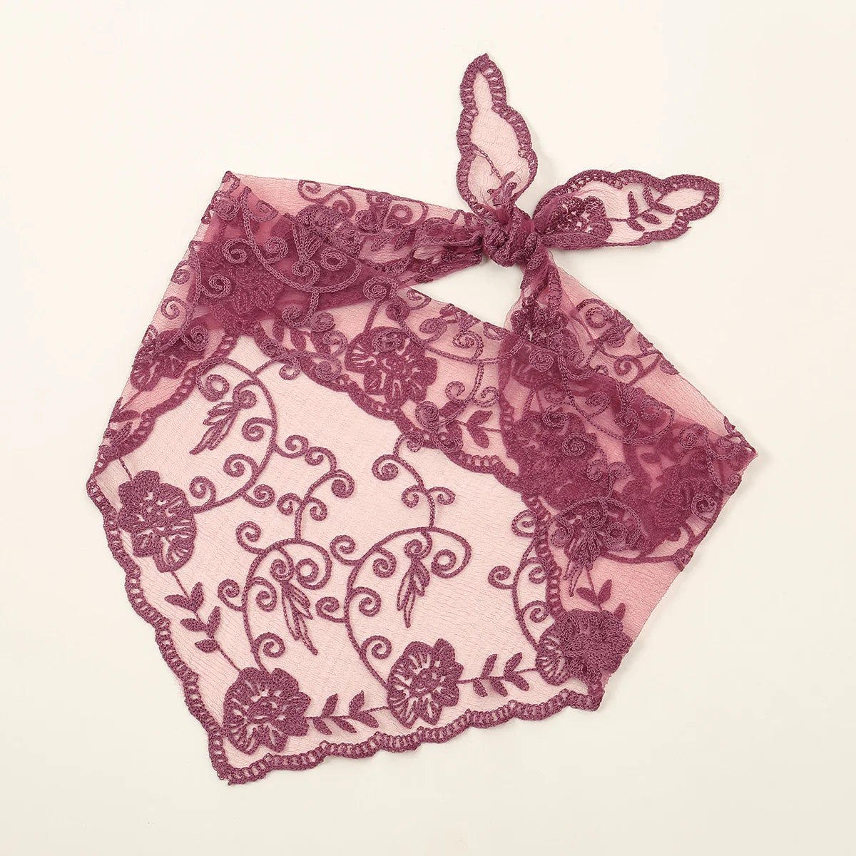 Adult Women's Triangular Lace Polyester Hair Scarf Accessory