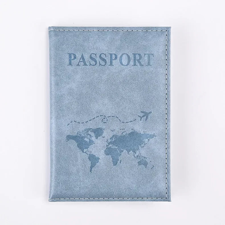 Solid PU Leather Passport Holder Wallet Card Case for Travel