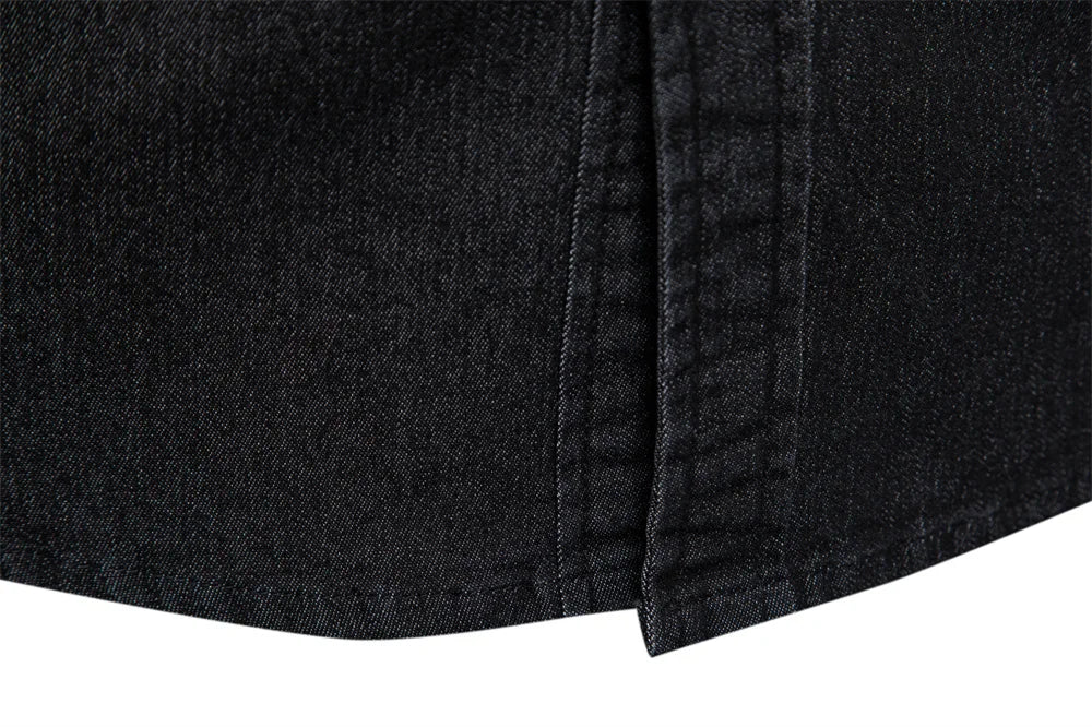 Men's Long Sleeve Cotton Denim Shirt Slim Fit Casual