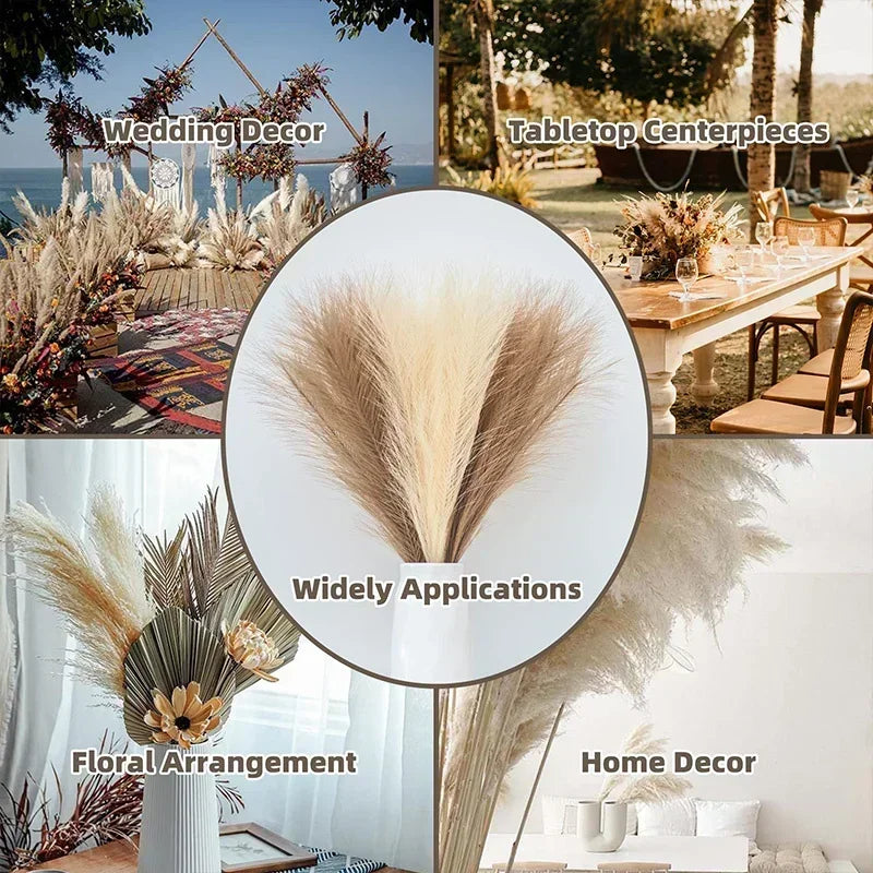 55CM 5PCS Fluffy Pampas Grass Boho Decor Flower Fake Plant Reed Simulated Wedding Party Home Decoration Artificial Flowers - Buy online at  Vibe In Cart.