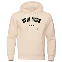 NEW YORK Letter U.S.A City Print Hoody Men Fashion Casual Long Sleeves Hooded Loose Oversize Pullover Hoodie Street Sweatshirt - Buy online at  Vibe In Cart.