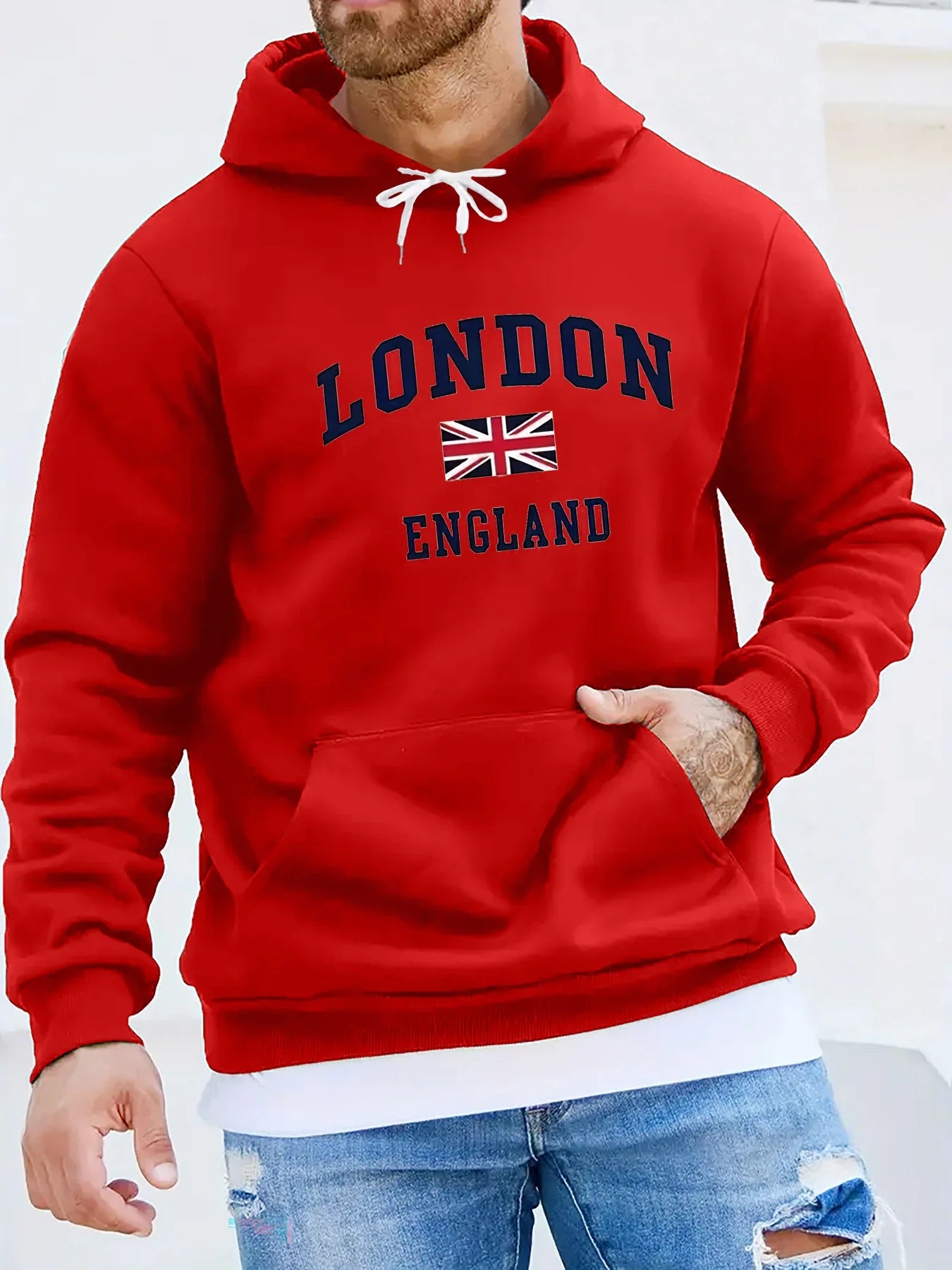 Men's autumn and winter casual and fashionable loose hooded sweatshirt, printed long-sleeved warm pullover - Buy online at  Vibe In Cart.