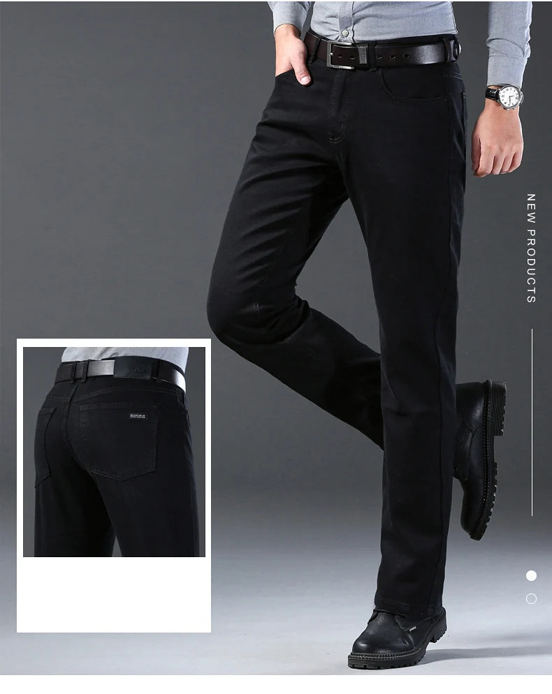 Men Classic Advanced Fashion Brand Pure Black Jeans Man Soft Breathe Stretch Slim Straight Denim Trousers Mens Pants Overalls - Buy online at  Vibe In Cart.