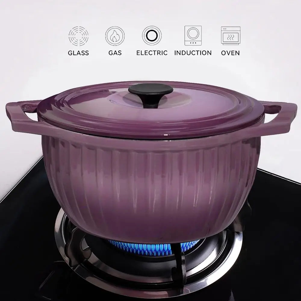 5-Quart Fig-Colored Enameled Cast Iron Dutch Oven with Lid, Premium Enameled Cookware - Buy online at  Vibe In Cart.