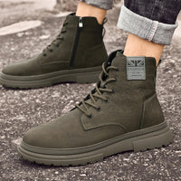 Men's Lace-Up Ankle Boots Martin Style Flat Heel