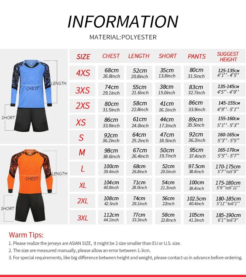 Kids Goalkeeper Uniform Boys Goalkeeper Jersey Doorkeepers Long Sleeve Sponge Protective Football Uniform For Children's - Buy online at  Vibe In Cart.