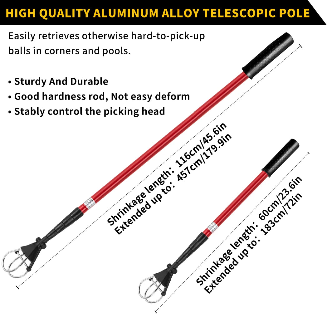 6FT/15FT Golf Ball Retriever, Telescopic Aluminum Pole, Durable and Lightweight, Easy to Use, Ideal for Quick Ball Retrieval - Buy online at  Vibe In Cart.