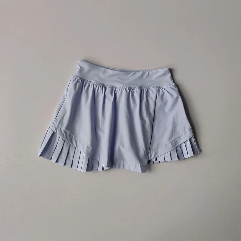 High Waisted Sports Short Skirt Summer New Style Cool Anti Glare Including Lined Shorts Fitness Yoga Quick Drying Pleated Skirt - Buy online at  Vibe In Cart.