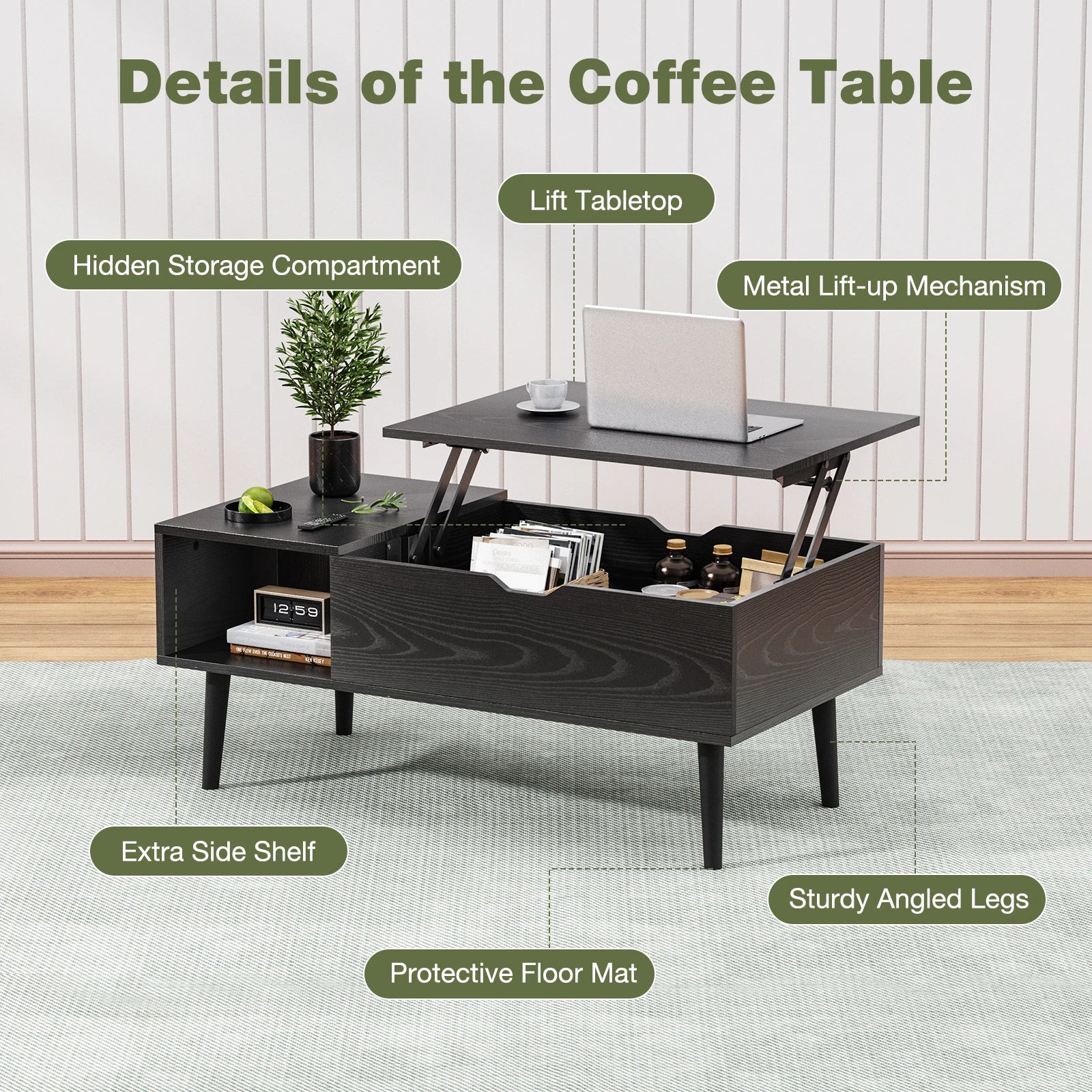 JHK Lift Top Coffee Tables For Living Room 39.37"x19.7" Desk Tea Wood Dining Tables Adjustable Storage Shelf Easy Lift Or Lower - Buy online at  Vibe In Cart.