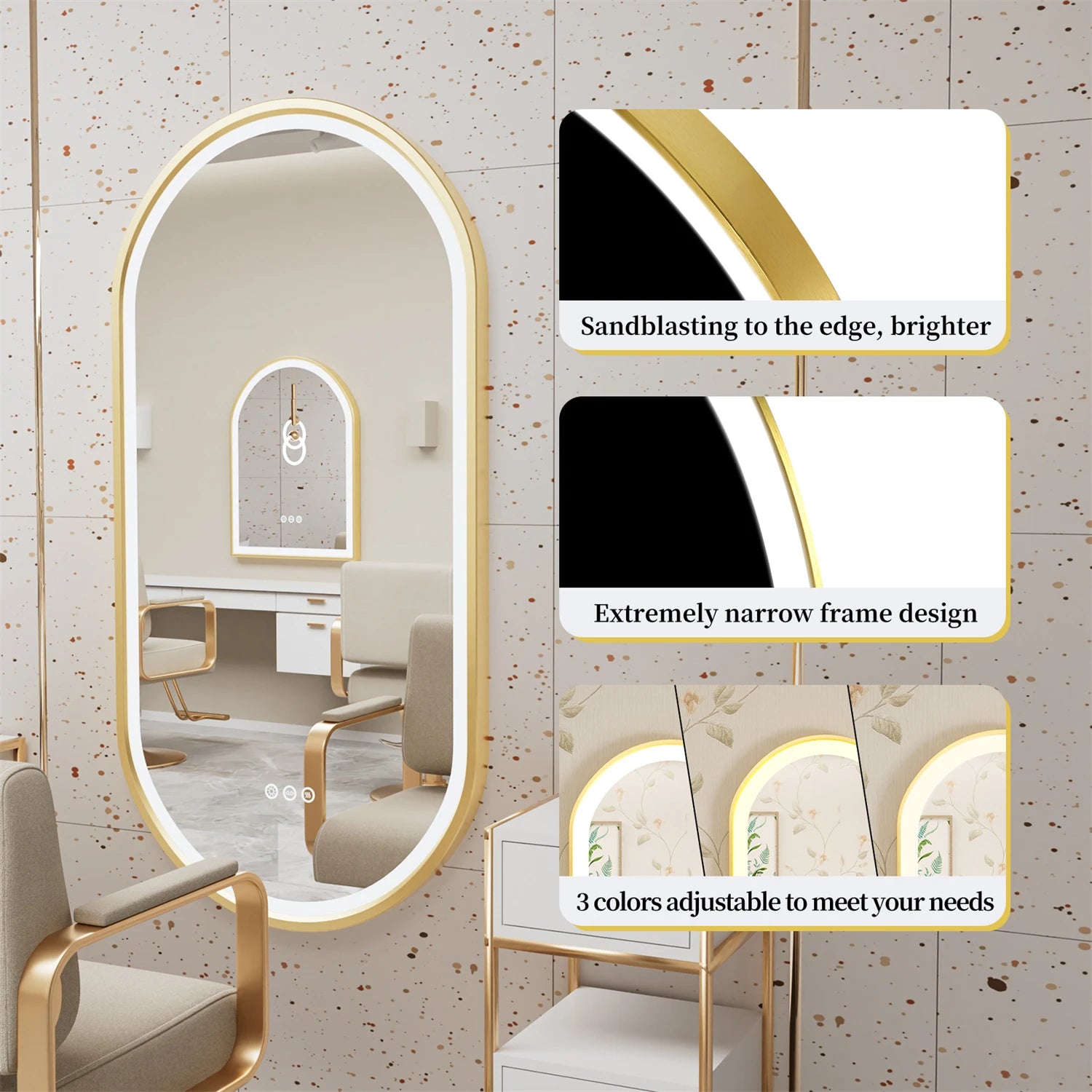 Gold Frame Oval Bathroom Mirror LED Lighted Anti-Fog Smart Vanity Mirror Anti-fog Dimmable Illuminated Innovative Makeup Mirror - Buy online at  Vibe In Cart.
