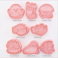 8-Piece Plastic 3D Cookie Cutters Set with Cartoon Designs