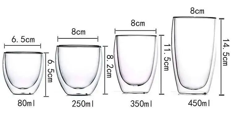 2-6PCS Double Wall High Borosilicate Glass Mug Heat Resistant Tea Milk Espresso Coffee Juice Water Cup Bar Drinkware Gift - Buy online at  Vibe In Cart.