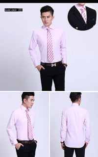 Men's French cufflinks shirt, men's slim fit long sleeved business sleeve nail free business formal men's solid color shirt - Buy online at  Vibe In Cart.