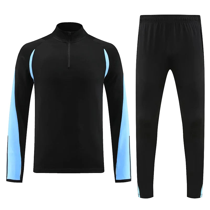 Long Sleeve Polyester Football Tracksuit Set for Men with Jacket and Pants