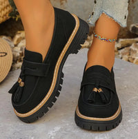 New Hot Designer Women's Flats Casual Thick Bottomed Loafers Spring Large Size Retro Tassel Woman Slip On Platform Oxford Shoes - Buy online at  Vibe In Cart.