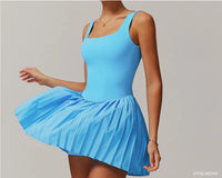 VITALINOVO Workout Tennis Dress with Built in Shorts Square Neck Padded Workout Dress with Pockets Golf Athletic Mini Dresses - Buy online at  Vibe In Cart.