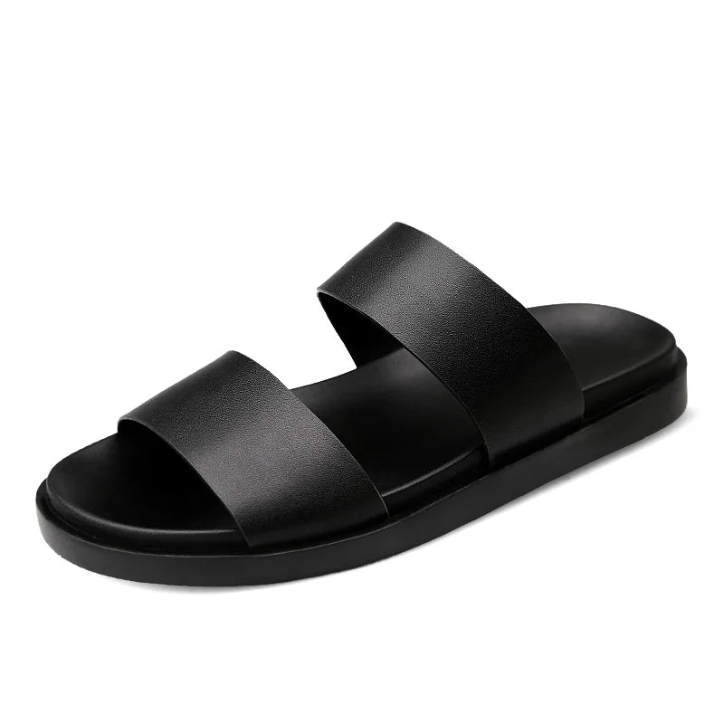 Men's Genuine Leather Slip-On Sandals for Casual Wear